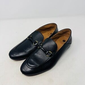 HUDSON LONDON Black Leather Bit Loafers Women Size 37 Flat Classic Timeless